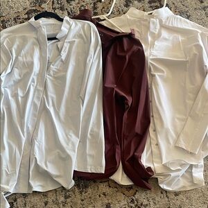 ADAY Women's Blouses in White, Blue and Burgundy Shirts